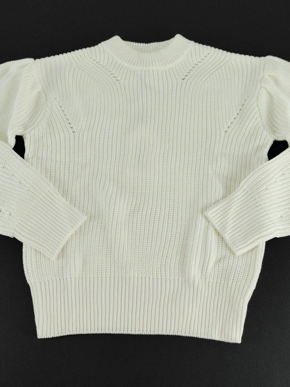 English Factory Puff Sleeve Crewneck Pullover Sweater Women's XS Ivory Knit